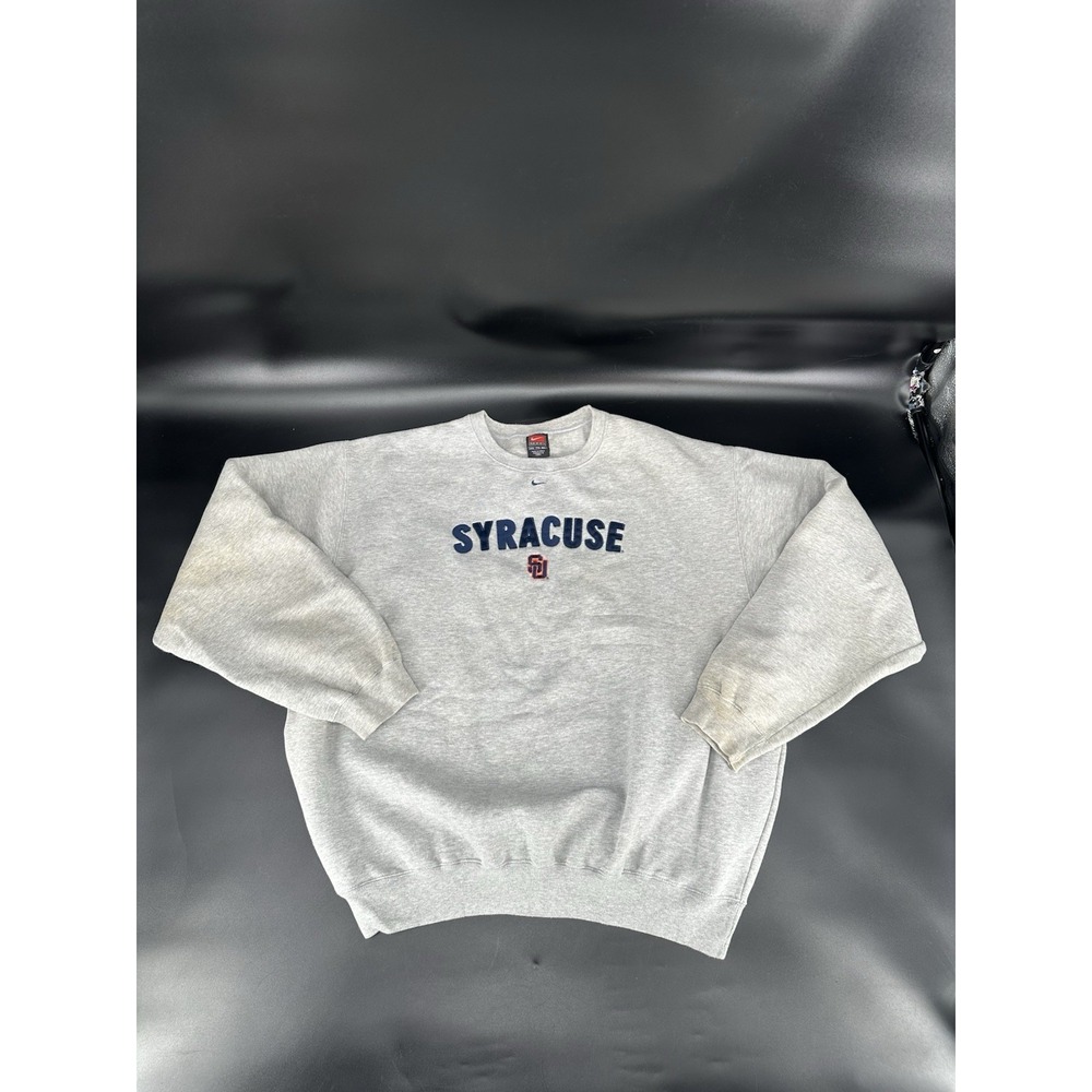 Vintage Nike Syracuse Universit Embroidered Grey Crewnack Center Woosh Size XXL